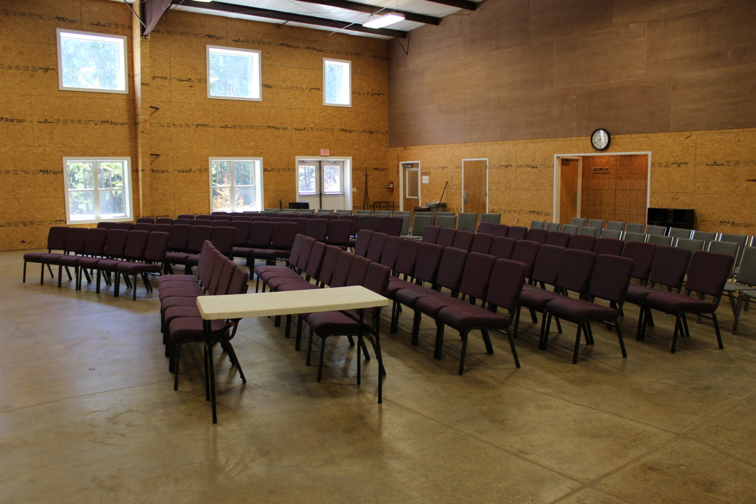 Tall Pines Gym with chairs set up
